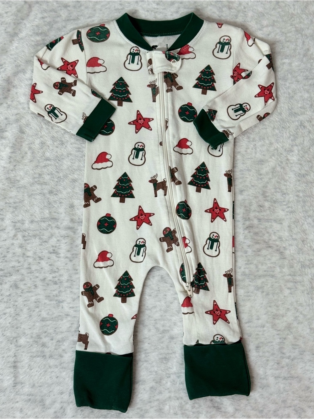 Monica + Andy Christmas Zip Sleeper 0-3M Baby Organic Cotton Holiday Neutral